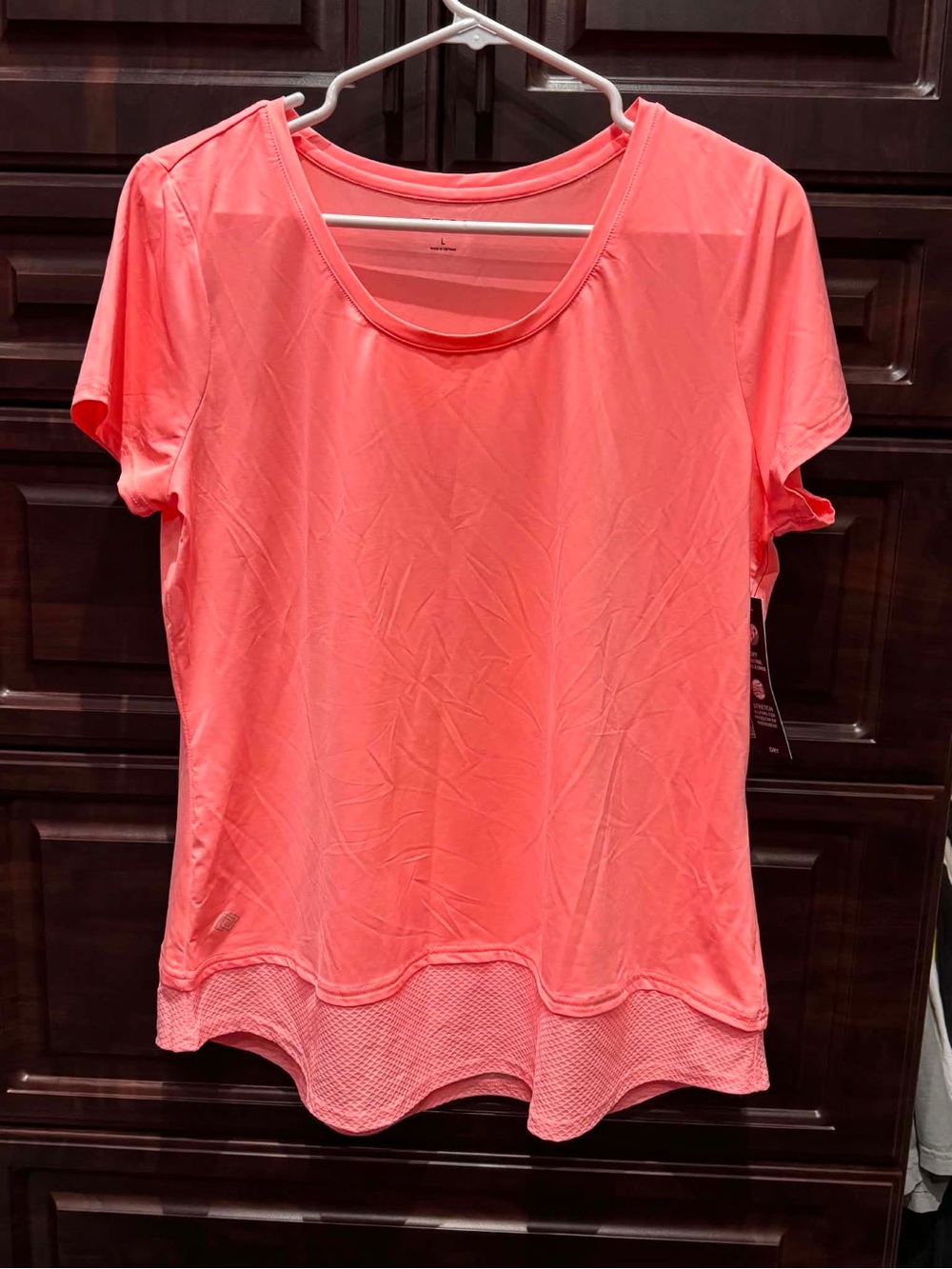 ZELOS Coral Scoop Neck Short Sleeve Tee SIZE LARGE NEW WITH TAGS